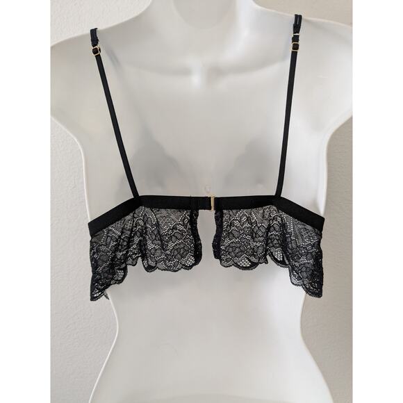 MADEWELL‎ Black Lace Longline Bralette Dark Romantic Sheer Lined Whimsigoth Sz M - Picture 4 of 6